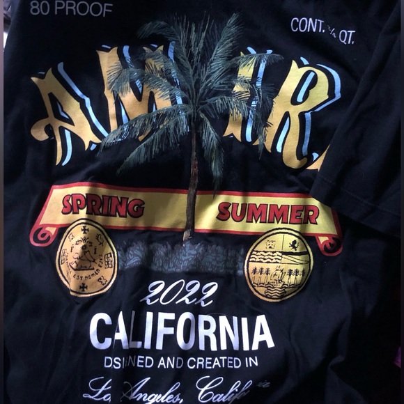 AMIRI Rum Label Black Short Sleeve Tshirt EUC Size Small - Picture 2 of 11